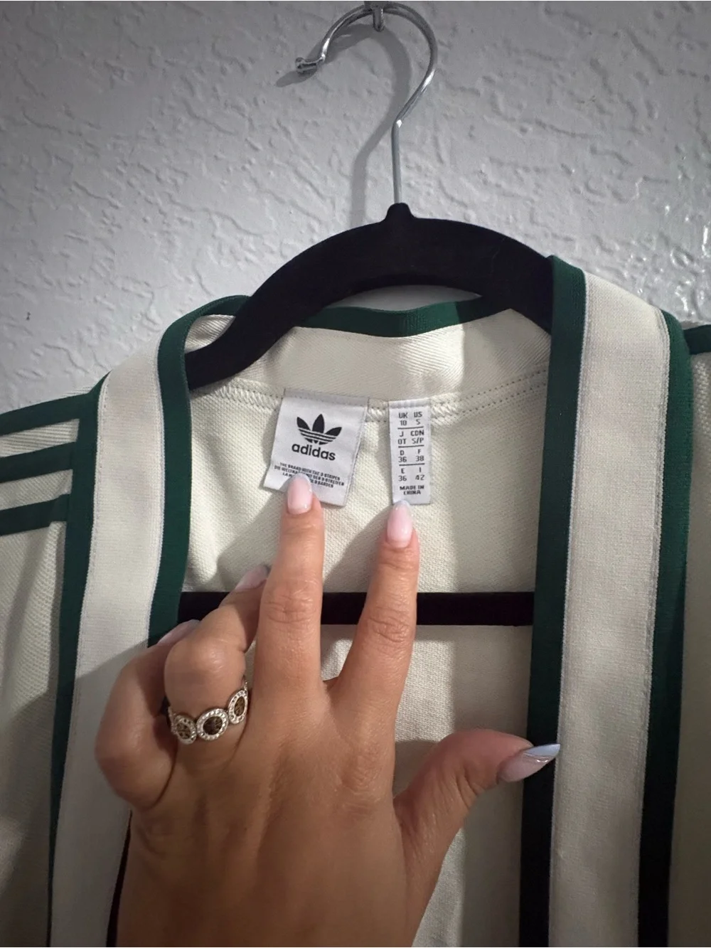 adidas Cream and Green Lightweight Track Cardigan